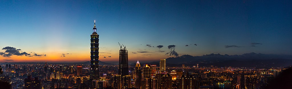 Island cityscape sunset.